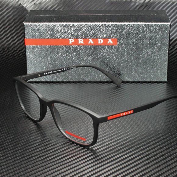 Prada 55mm Black Rubber Eyeglasses - Picture 1 of 4